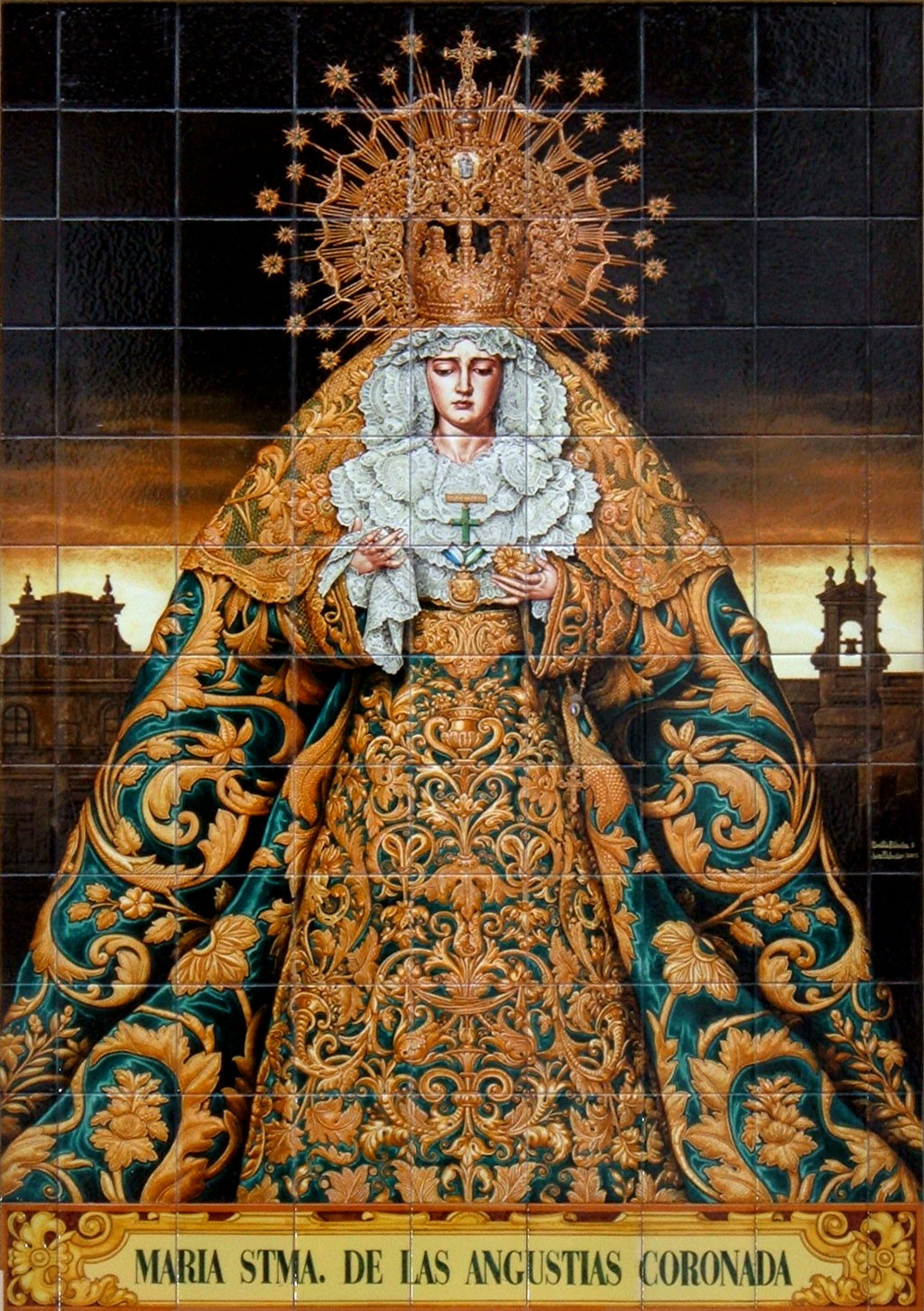 03002. Retablo cerámico. Virgen de las Angustias. Alcalá del Río. Sevilla.