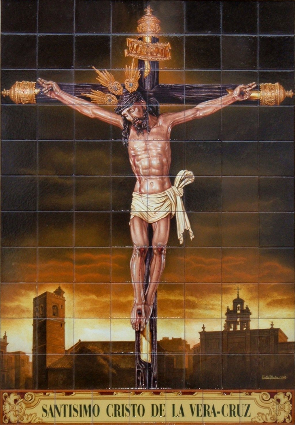 03005. Retablo cerámico. Cristo de la Vera Cruz. Alcalá del Río. Sevilla.