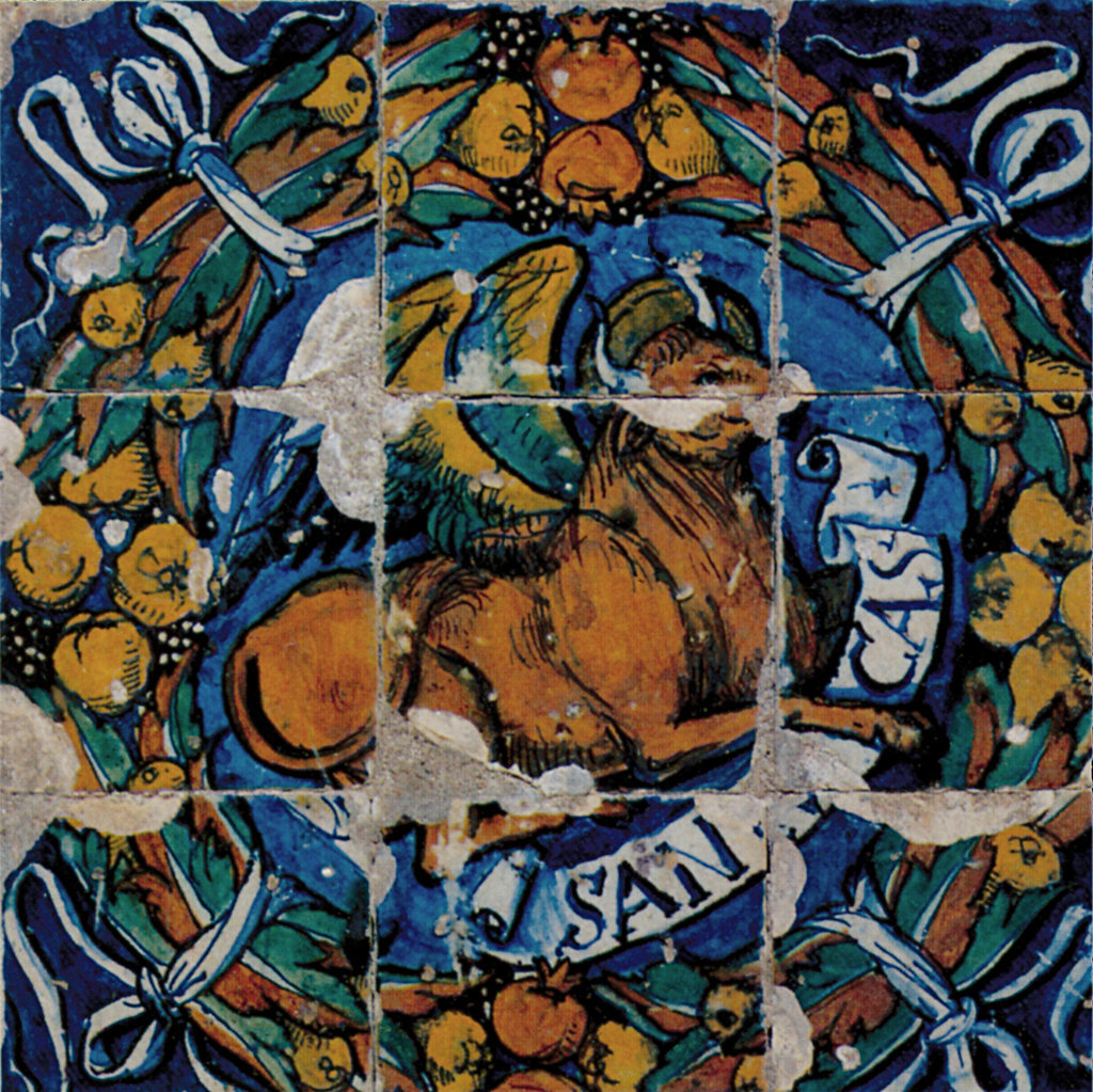03047. Retablo cerámico. Emblema de San Lucas Evangelista. Museo de Bellas Artes. Sevilla.