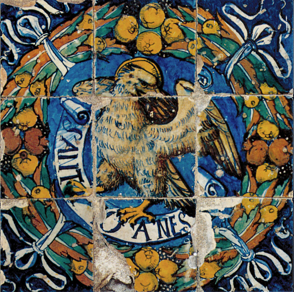 03046. Retablo cerámico. Emblema de San Juan Evangelista. Museo de Bellas Artes. Sevilla.