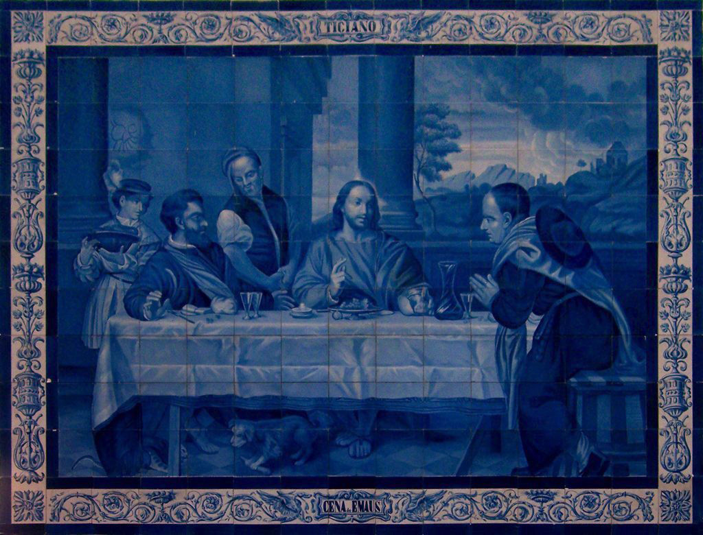 03062. Retablo cerámico. La cena de Emaús. Convento del Socorro. Sevilla.