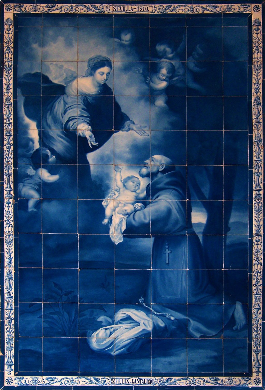 03063. Retablo cerámico. San Félix de Cantalicio. Convento del Socorro. Sevilla.