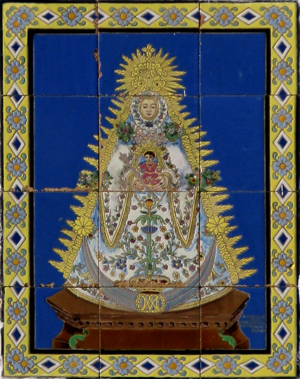 03074. Retablo cerámico. Virgen del Rocío. Aldea del Rocío. Almonte. Huelva.