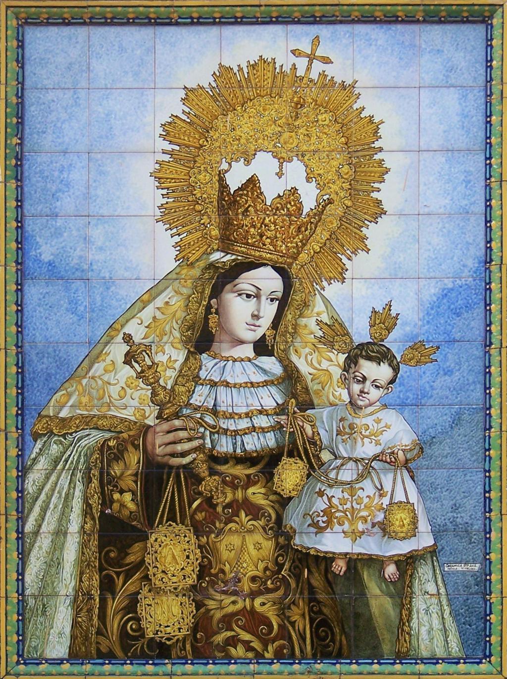 03137. Retablo cerámico. Virgen del Carmen. Iglesia de San Gil. Sevilla.