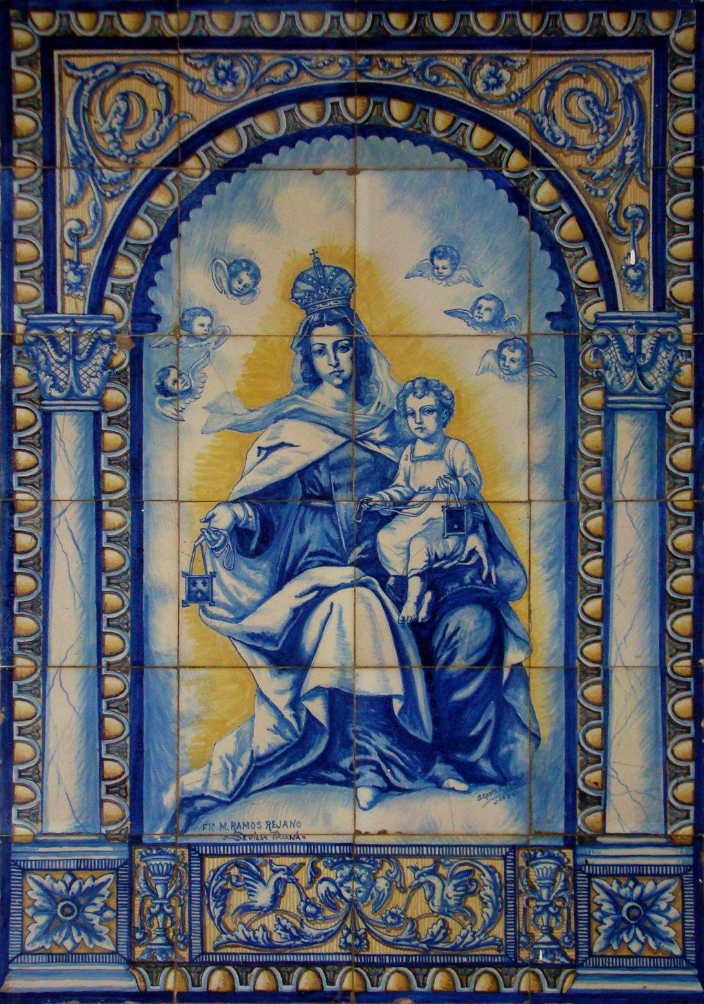 03138. Retablo cerámico. Virgen del Carmen. Sevilla.