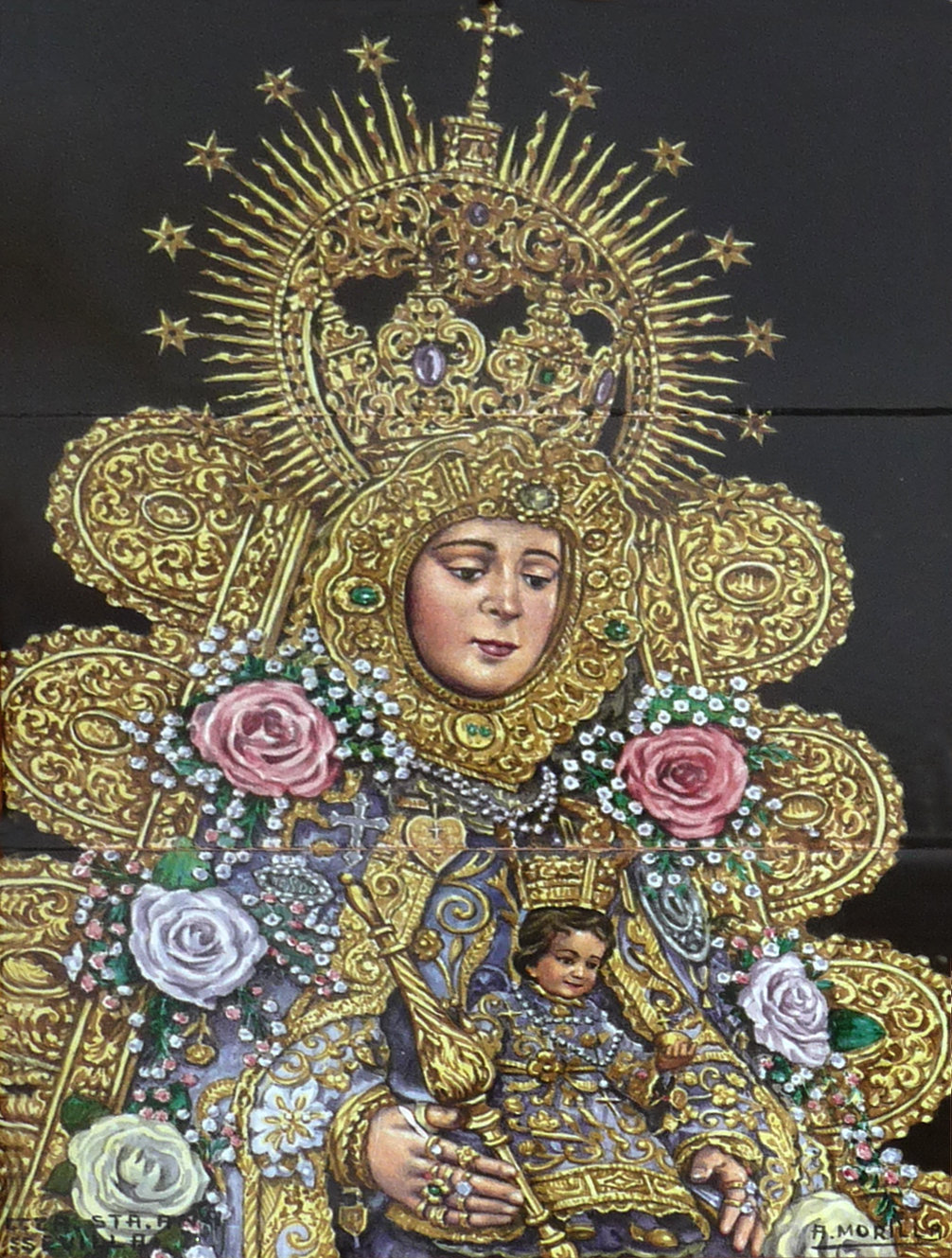 03198. Retablo cerámico. Virgen del Rocío. Sevilla.