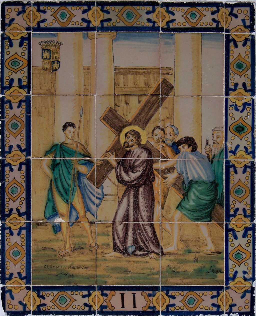03202. Retablo cerámico. Escena de Vía Crucis. Segunda estación. Iglesia de San Julián. Sevilla.
