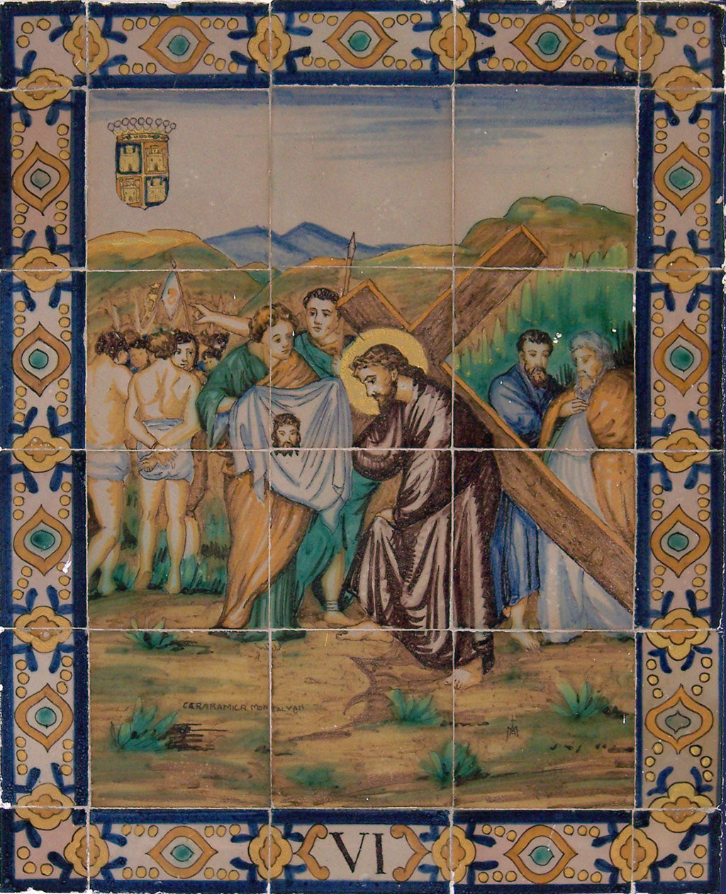 03206. Retablo cerámico. Escena de Vía Crucis. Sexta estación. Iglesia de San Julián. Sevilla.