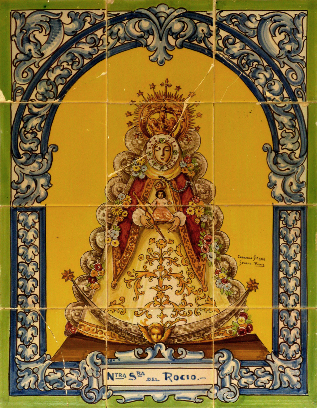03217. Retablo cerámico. Virgen del Rocío. Aldea del Rocío. Almonte. Huelva.