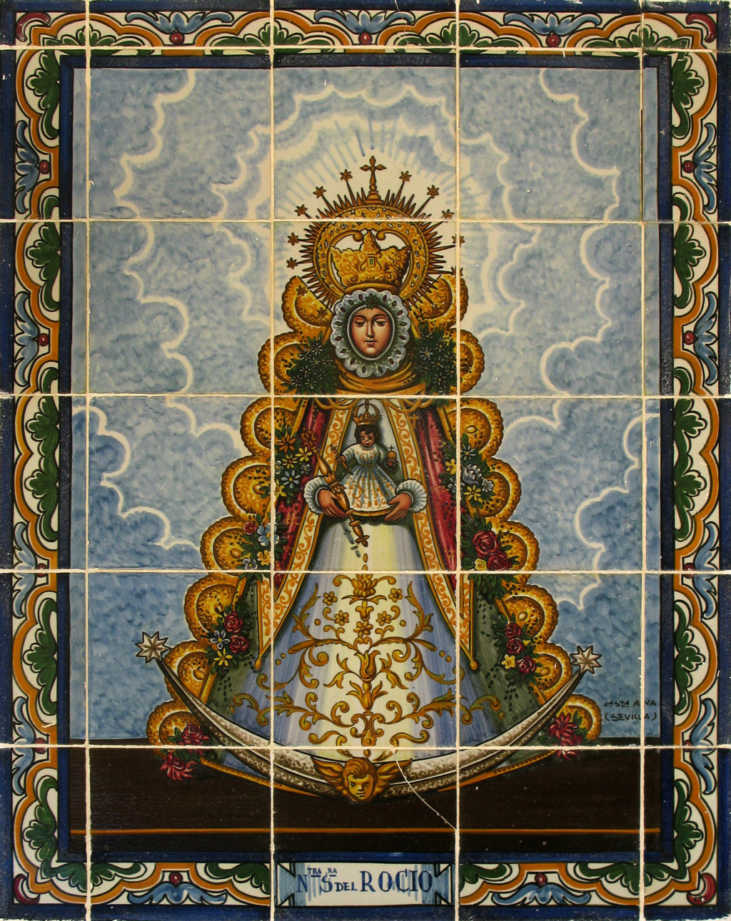 03221. Retablo cerámico. Virgen del Rocío. Aldea del Rocío. Almonte. Huelva.
