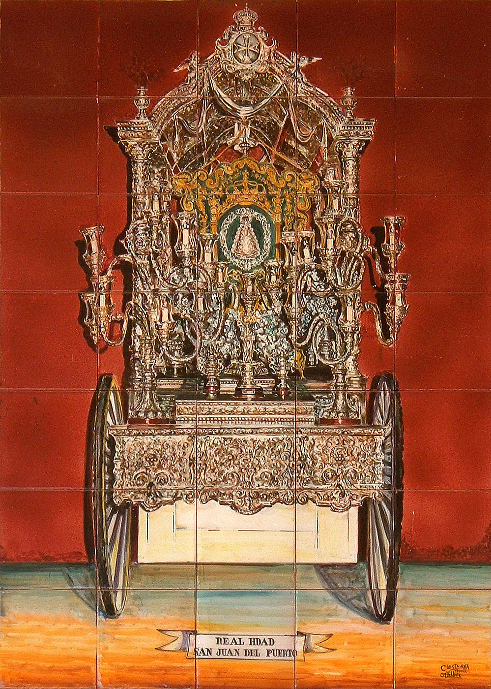 03223. Retablo cerámico. Virgen del Rocío. Aldea del Rocío. Almonte. Huelva.