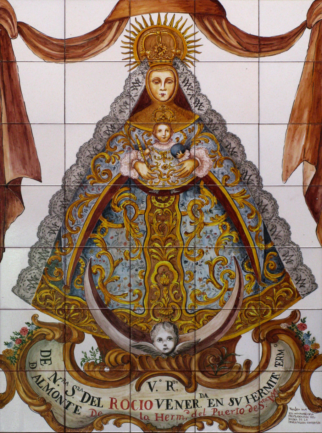 03224. Retablo cerámico. Virgen del Rocío. Aldea del Rocío. Almonte. Huelva.