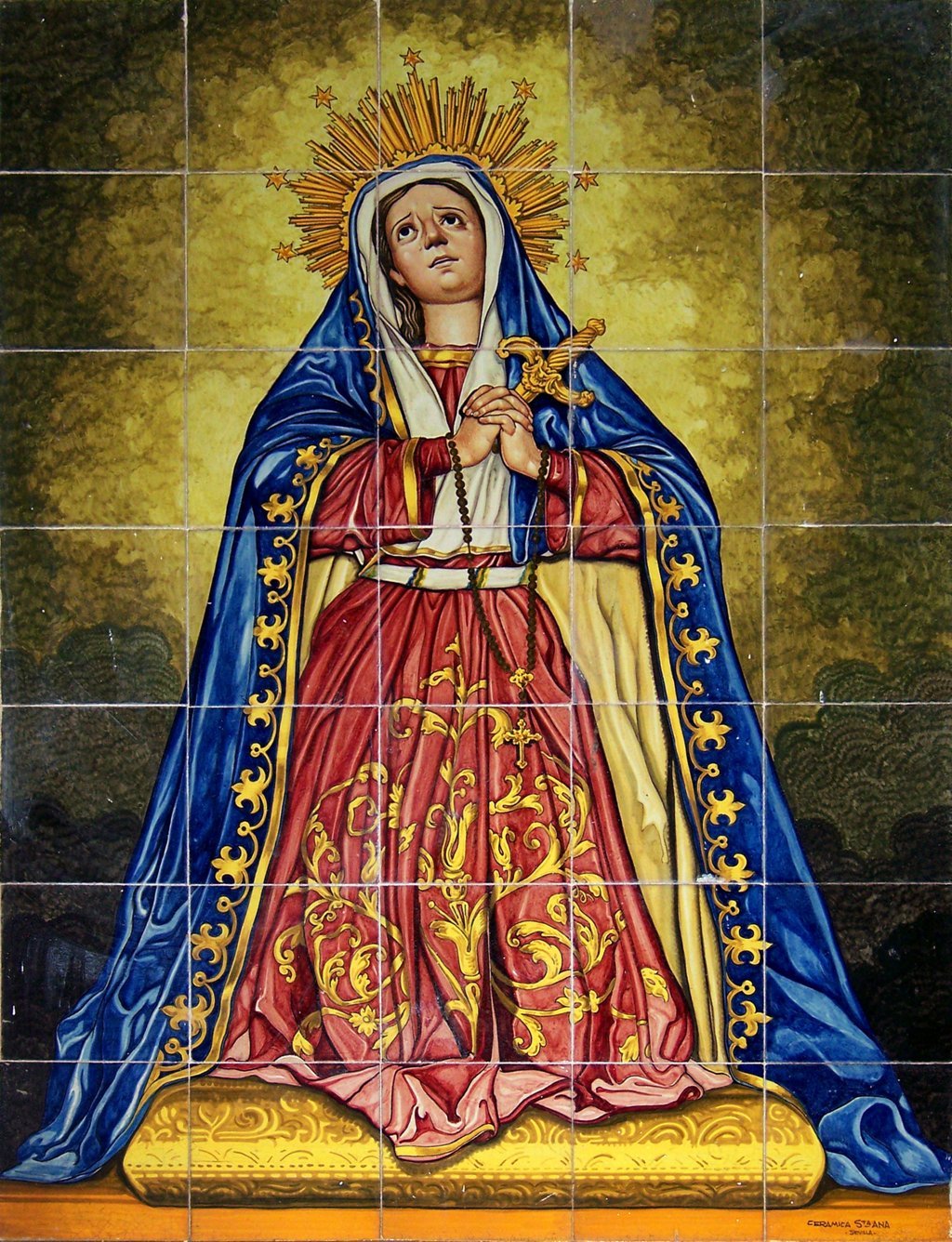 03328. Retablo cerámico. Virgen de la Misericordia. Iglesia de Santa Cruz. Sevilla.