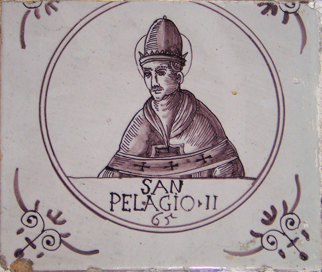 03332. Azulejos de personajes. Papas. San Pelagio II. Capilla del Nazareno de Santa María. Cádiz