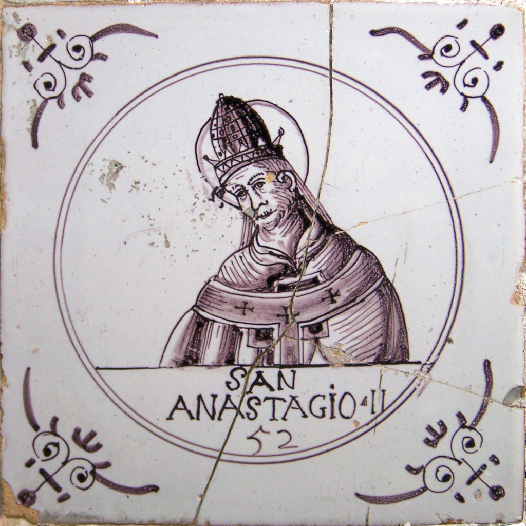 03330. Azulejos de personajes. Papas. San Anastasio II. (San Anastagio II). Capilla del Nazareno de Santa María. Cádiz