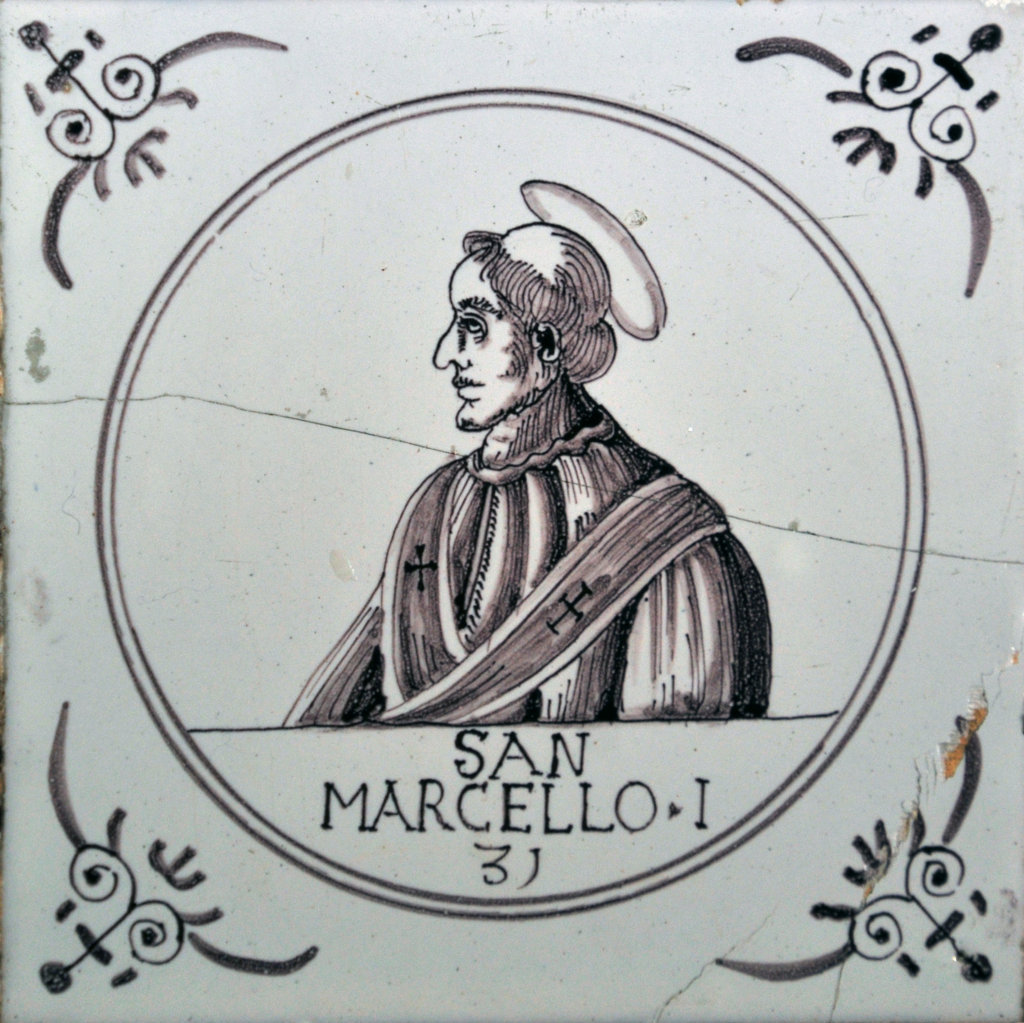 03334. Azulejos de personajes. Papas. San Marcelo I. (San Marcello I). Capilla del Nazareno de Santa María. Cádiz