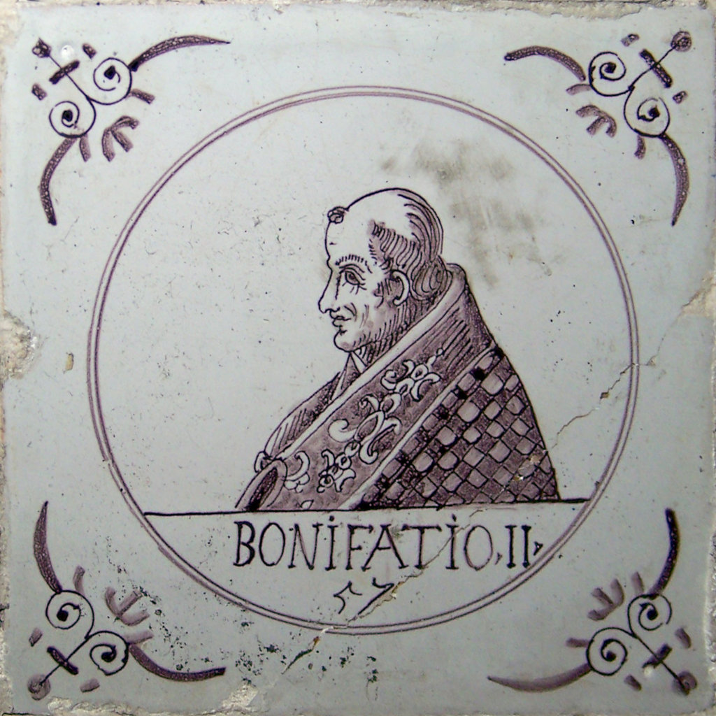 03335. Azulejos de personajes. Papas. Bonifacio II. (Bonifatio II). Capilla del Nazareno de Santa María. Cádiz