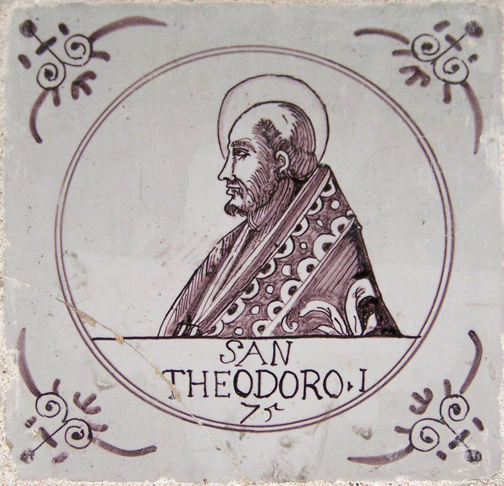 03336. Azulejos de personajes. Papas. San Teodoro I. (San Theodoro I). Capilla del Nazareno de Santa María. Cádiz