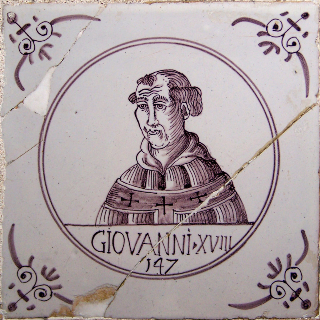 03358. Azulejos de personajes. Papas. Juan XVIII (Giovanni XVIII). Capilla del Nazareno de Santa María. Cádiz
