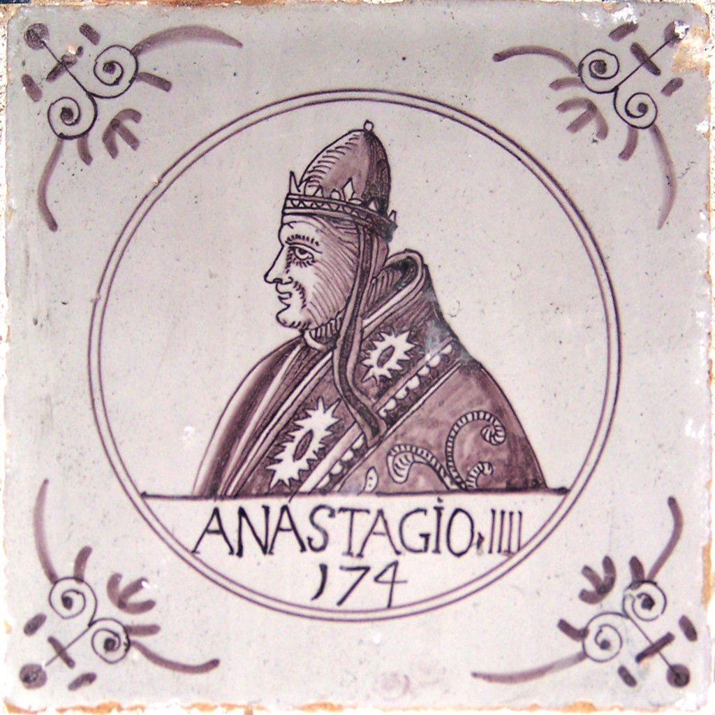 03359. Azulejos de personajes. Papas. Anastasio IV (Anastagio IIII). Capilla del Nazareno de Santa María. Cádiz