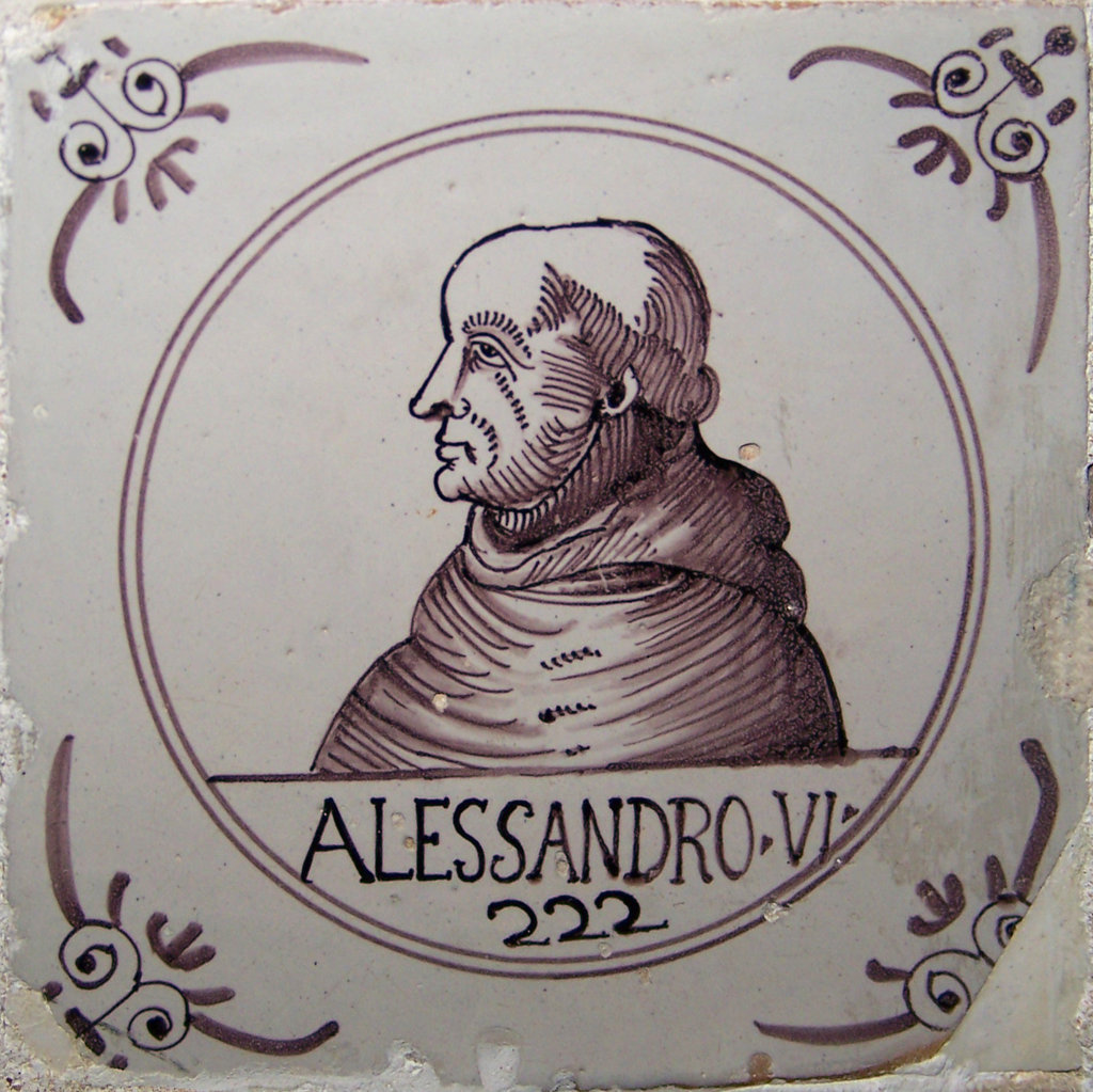 03384. Azulejos de personajes. Papas. Alejandro VI (Alessandro VI). Capilla del Nazareno de Santa María. Cádiz.