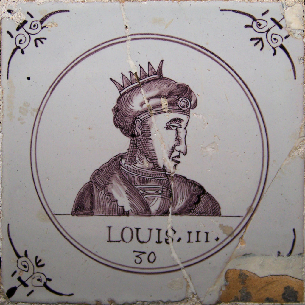 03432. Azulejos de personajes. Reyes de Francia. Luis III (Louis III). Capilla del Nazareno de Santa María. Cádiz.