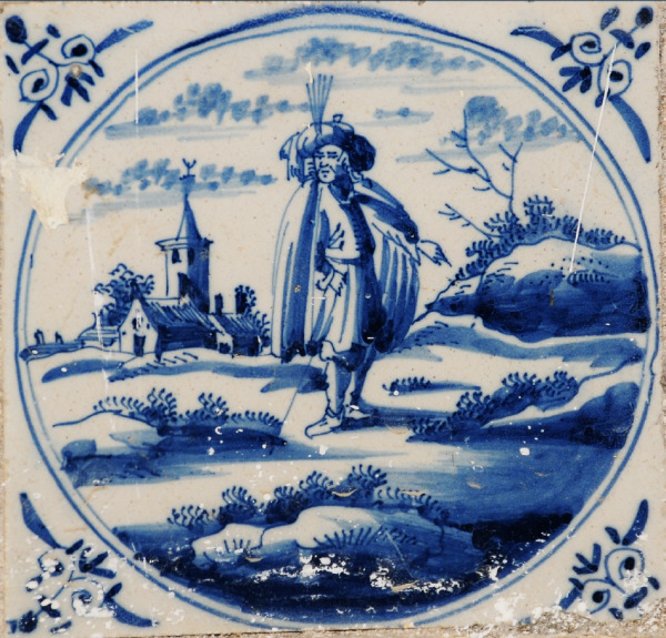 D00316. Los azulejos holandeses con motivos de peregrinos en la Iglesia de San Juan de Dios de Cádiz.