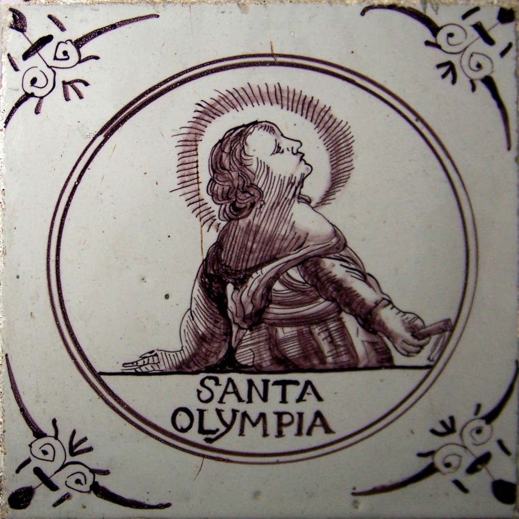 04818. Azulejos de personajes. Santos y protagonistas de tema religioso. Santa Olympia. Capilla del Nazareno de Santa María. Cádiz.